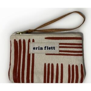Erin Flett LAURA Anthropology Natural Bark Cloth Wristlet 4.5"x7.5" Zipper Pouch